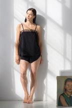 Sofia Brushed Pima Cotton Lace Camisole & Shorts Set SHORTS La Vie Bien Sofia Brushed Pima Cotton Lace Camisole & Shorts Set