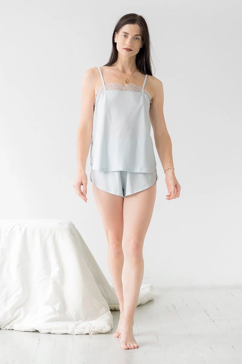 Sofia Brushed Pima Cotton Lace Camisole & Shorts Set SHORTS La Vie Bien Sofia Brushed Pima Cotton Lace Camisole & Shorts Set
