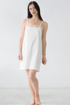Sofia Eyelash Lace Chemise in Pima Cotton CHEMISES La Vie Bien Sofia Eyelash Lace Chemise in Pima Cotton