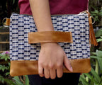 Sofia Leather and Woven Crossbody Bag Siggy La Vie Bien Sofia Leather and Woven Crossbody Bag