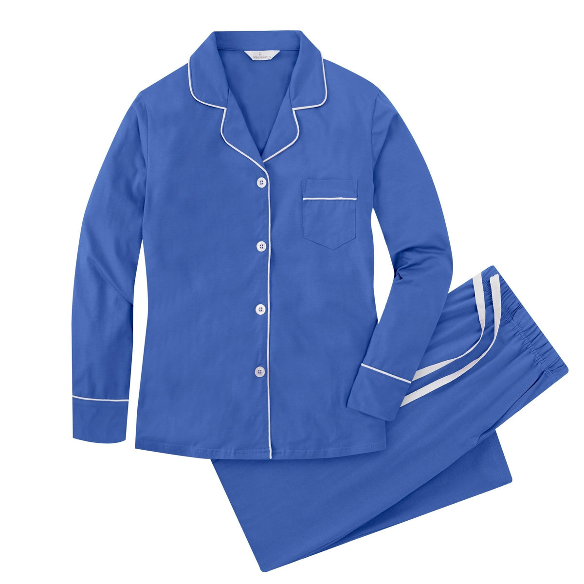 Soft Knit Cotton Womens Pajama Set with Long Sleeve Button Down PJ Shirt and Full Length Pajama Pants with Pockets pajama-sets La Vie Bien Soft Knit Cotton Womens Pajama Set with Long Sleeve Button Down PJ Shirt and Full Length Pajama Pants with Pockets