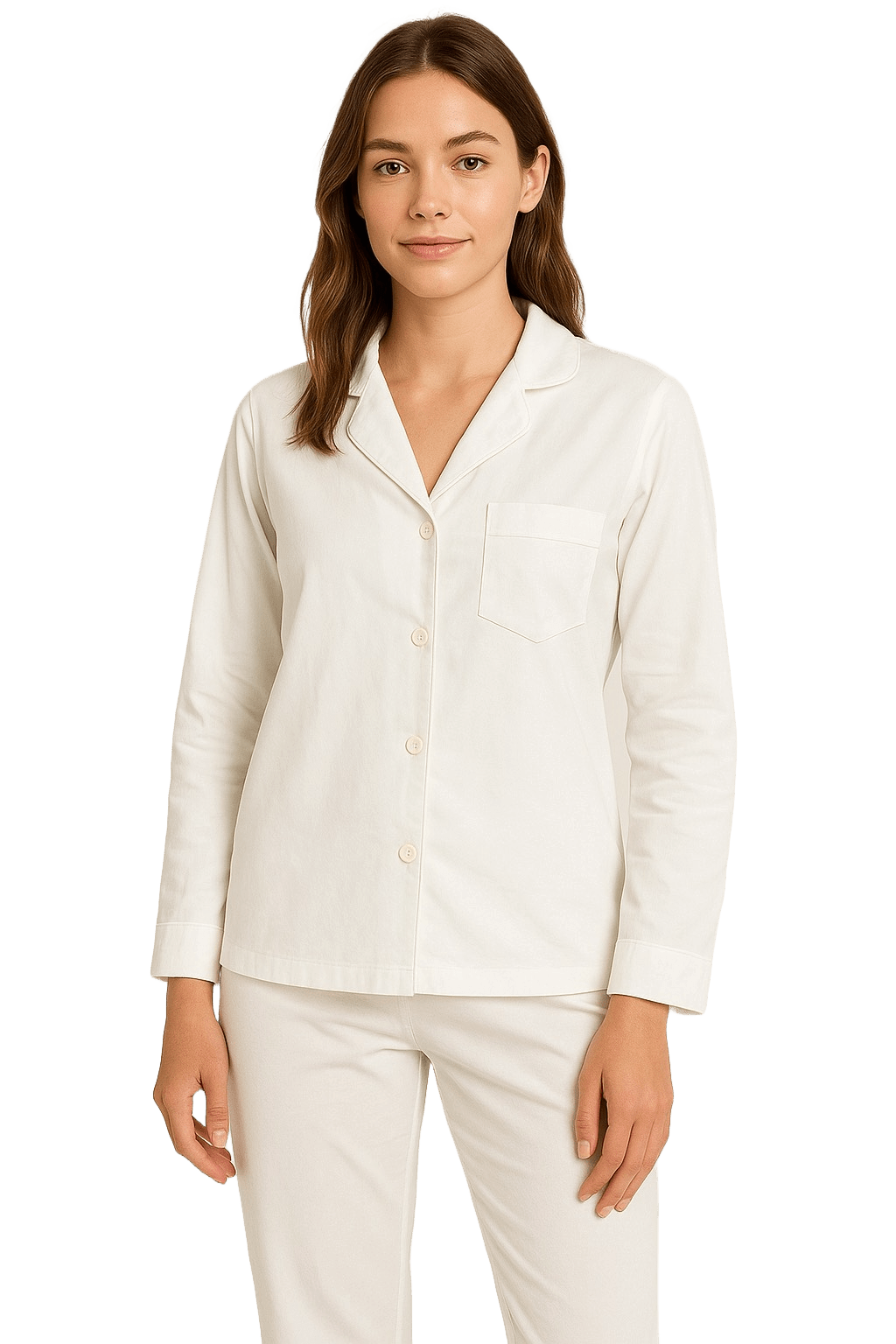 Soft Knit Cotton Womens Pajama Set with Long Sleeve Button Down PJ Shirt and Full Length Pajama Pants with Pockets pajama-sets La Vie Bien Soft Knit Cotton Womens Pajama Set with Long Sleeve Button Down PJ Shirt and Full Length Pajama Pants with Pockets