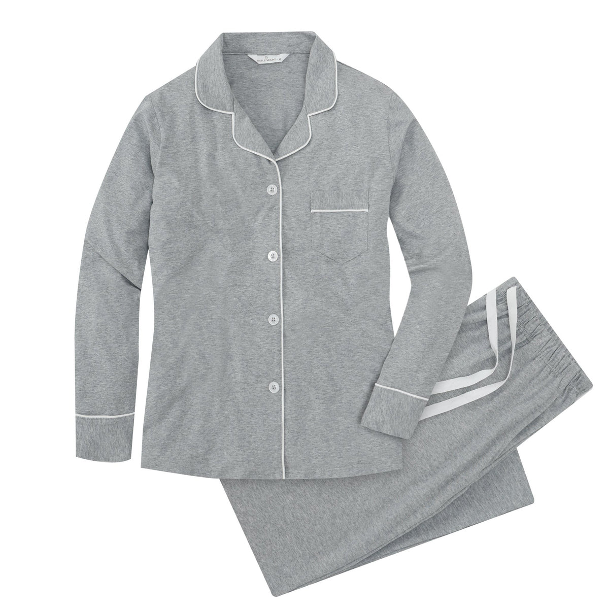 Soft Knit Cotton Womens Pajama Set with Long Sleeve Button Down PJ Shirt and Full Length Pajama Pants with Pockets pajama-sets La Vie Bien Soft Knit Cotton Womens Pajama Set with Long Sleeve Button Down PJ Shirt and Full Length Pajama Pants with Pockets