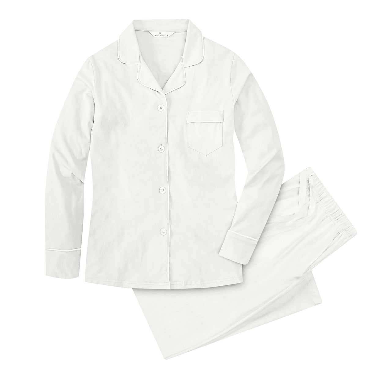 Soft Knit Cotton Womens Pajama Set with Long Sleeve Button Down PJ Shirt and Full Length Pajama Pants with Pockets pajama-sets La Vie Bien Soft Knit Cotton Womens Pajama Set with Long Sleeve Button Down PJ Shirt and Full Length Pajama Pants with Pockets