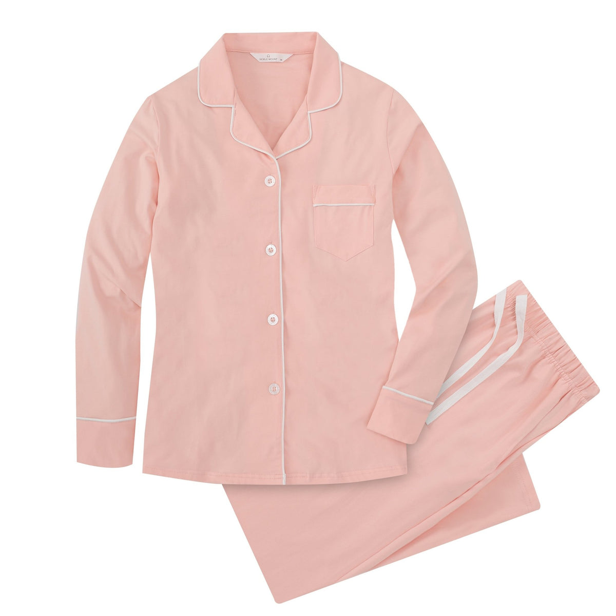 Soft Knit Cotton Womens Pajama Set with Long Sleeve Button Down PJ Shirt and Full Length Pajama Pants with Pockets pajama-sets La Vie Bien Soft Knit Cotton Womens Pajama Set with Long Sleeve Button Down PJ Shirt and Full Length Pajama Pants with Pockets