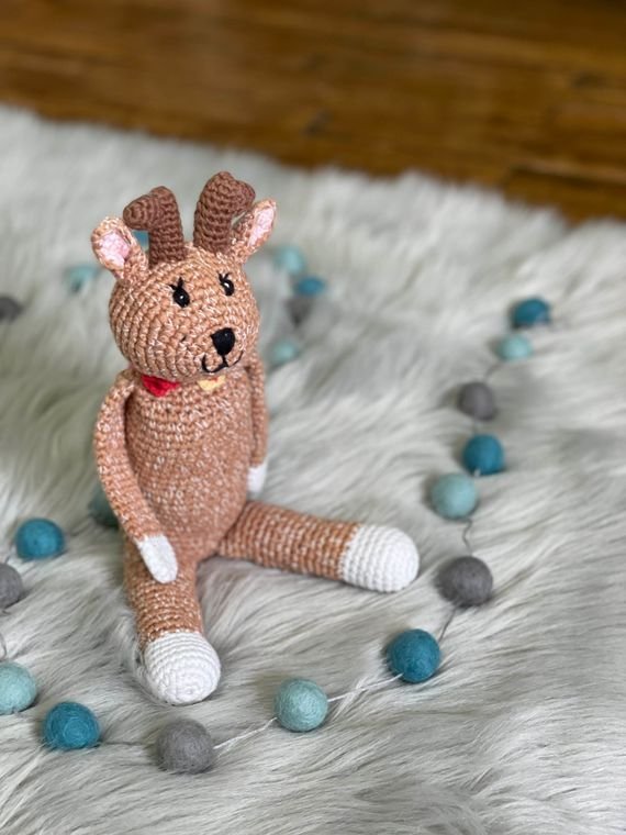 Soft Knit Reindeer Rattle Rattles La Vie Bien Soft Knit Reindeer Rattle