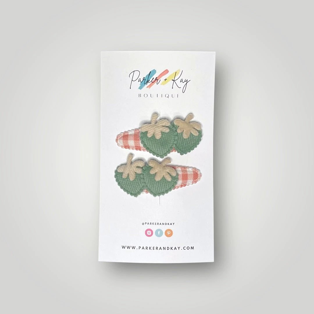 Soft Strawberries Hair Clips by Parker + Kay Creative