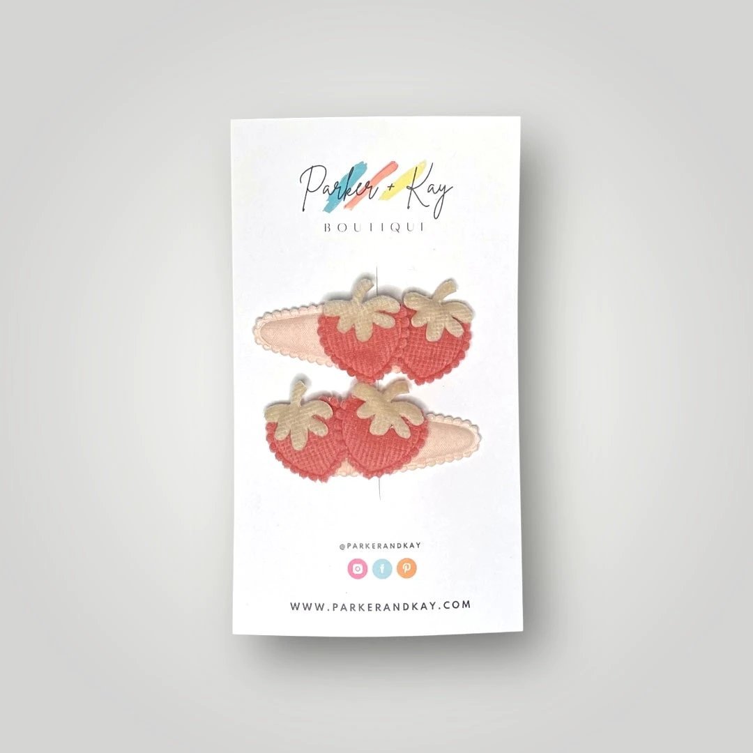 Soft Strawberries Hair Clips by Parker + Kay Creative