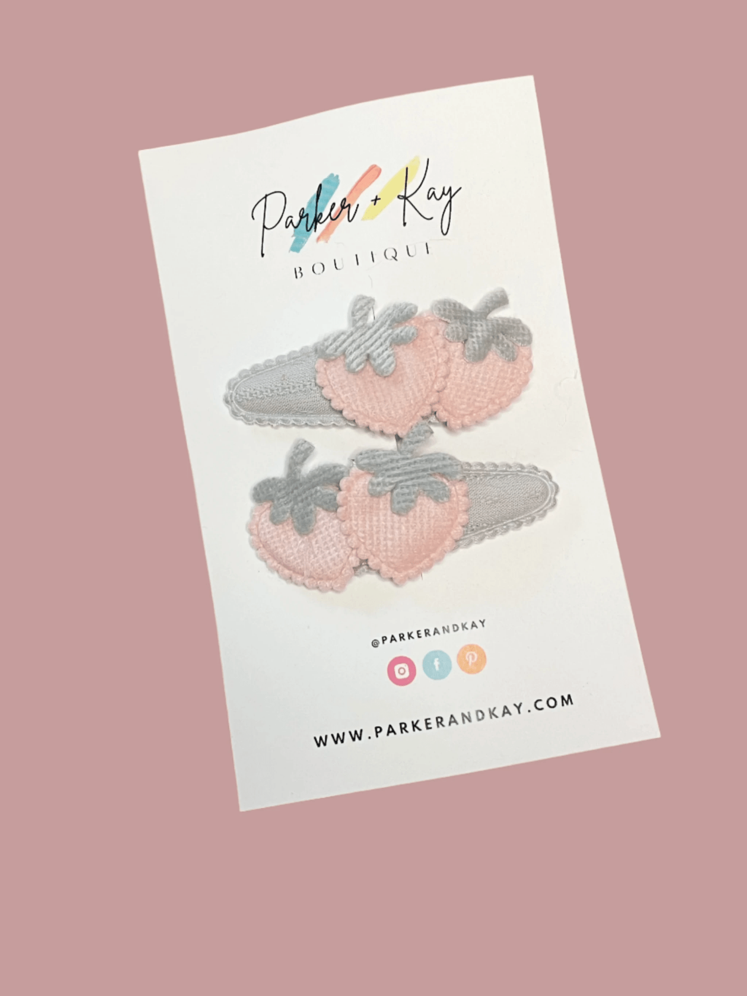 Soft Strawberries Hair Clips by Parker + Kay Creative