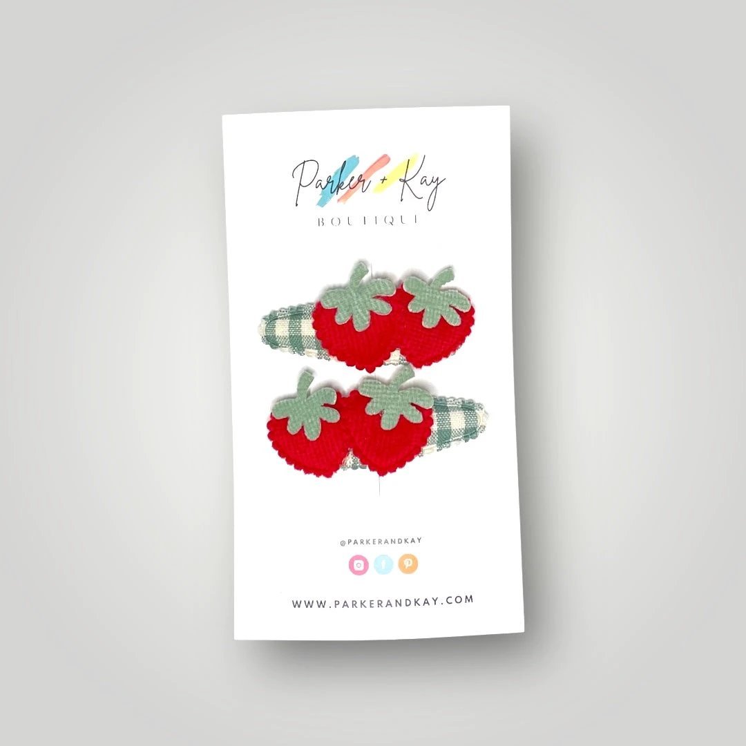 Soft Strawberries Hair Clips by Parker + Kay Creative
