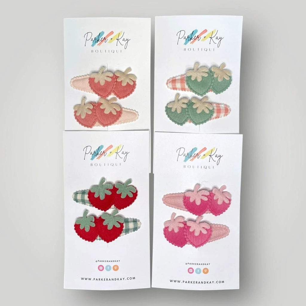Soft Strawberries Hair Clips by Parker + Kay Creative