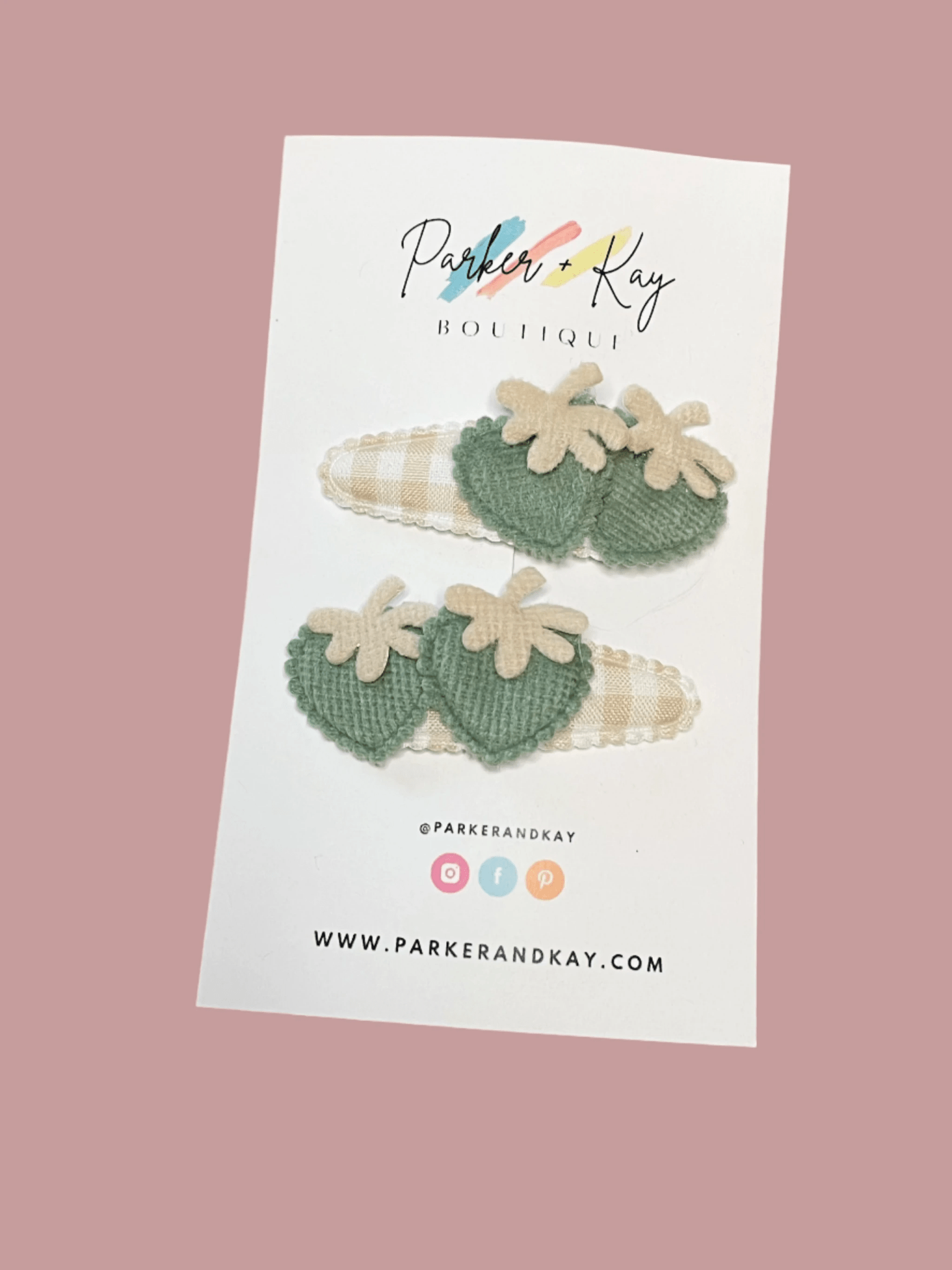Soft Strawberries Hair Clips by Parker + Kay Creative