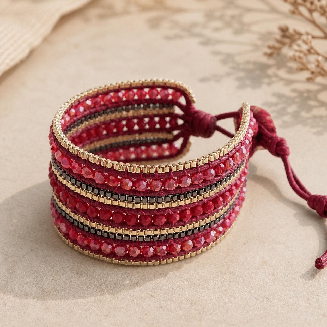 Sol Glass Beaded Gold Chain Elegant Bracelet - Thailand Jewelry La Vie Bien Sol Glass Beaded Gold Chain Elegant Bracelet - Thailand
