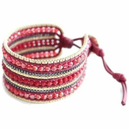 Sol Glass Beaded Gold Chain Elegant Bracelet - Thailand Jewelry La Vie Bien Sol Glass Beaded Gold Chain Elegant Bracelet - Thailand