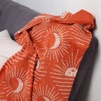 Soleil Printed Cotton Long Designer Scarf in Light Brown | Wrap Shawl Scarves | 40” x 72” by The Bullish Store