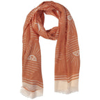 Soleil Printed Cotton Long Designer Scarf in Light Brown | Wrap Shawl Scarves | 40” x 72” by The Bullish Store
