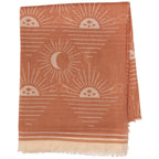 Soleil Printed Cotton Long Designer Scarf in Light Brown | Wrap Shawl Scarves | 40” x 72” by The Bullish Store