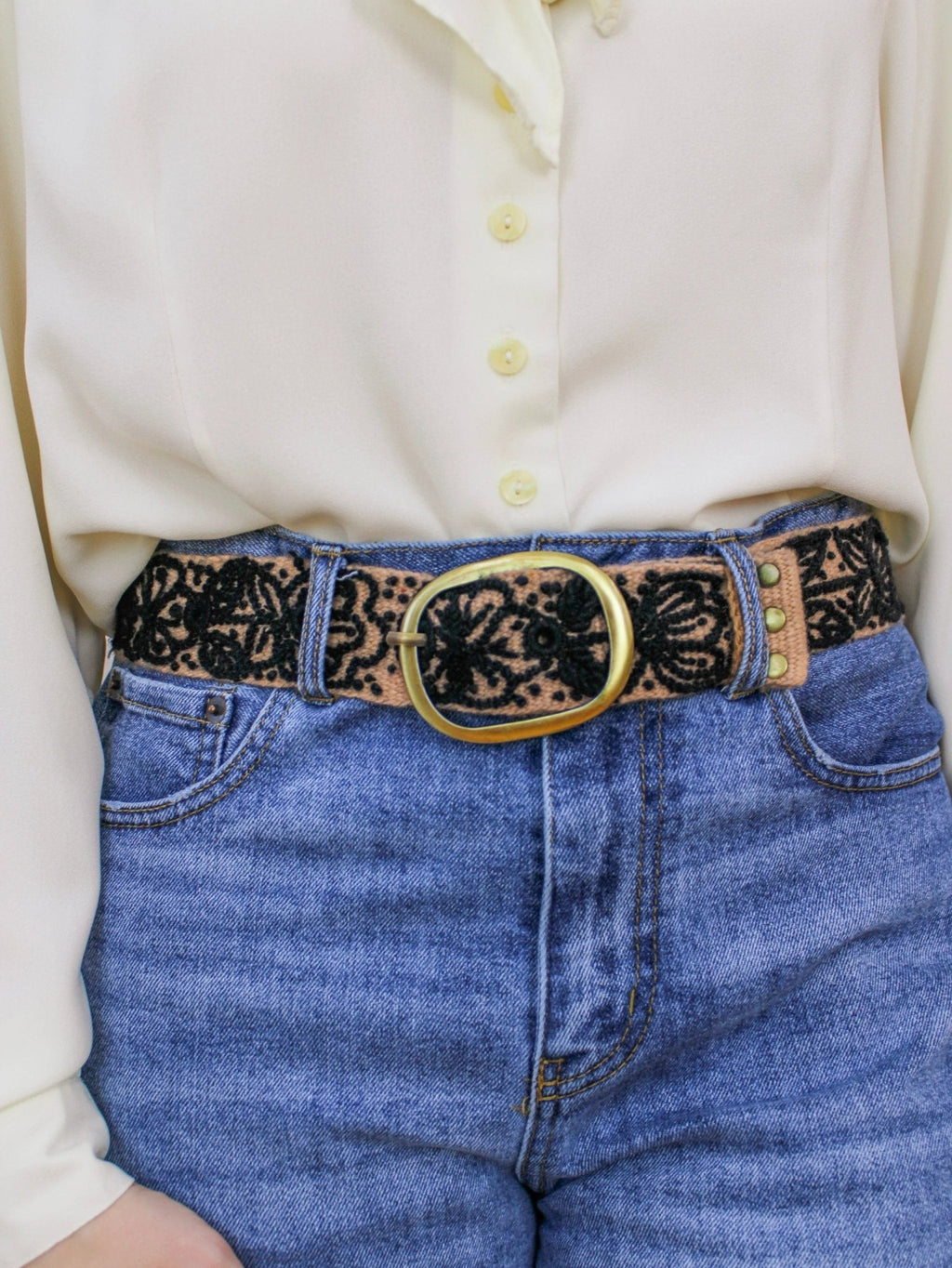 Sombra Rosa Embroidered Belt by Ash & Rose