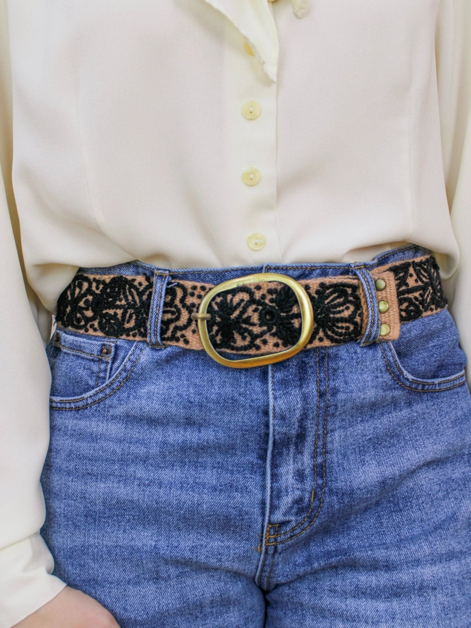 Sombra Rosa Embroidered Belt by Ash & Rose