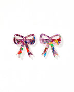 Sophia  Bow Earrings - Pink Birthday Confetti