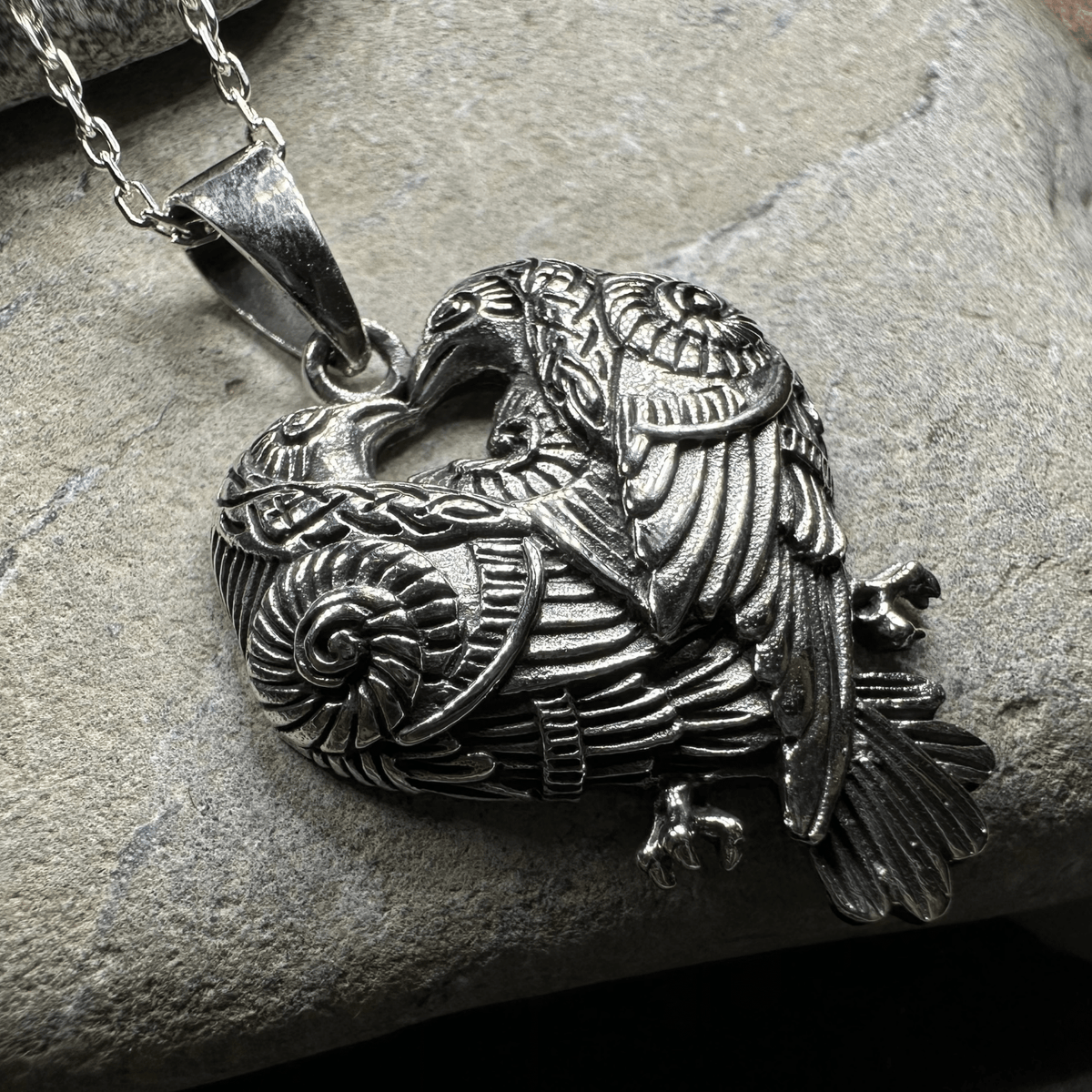 Soulmates Celtic Raven Necklace in Sterling Silver Pendant La Vie Bien Soulmates Celtic Raven Necklace in Sterling Silver