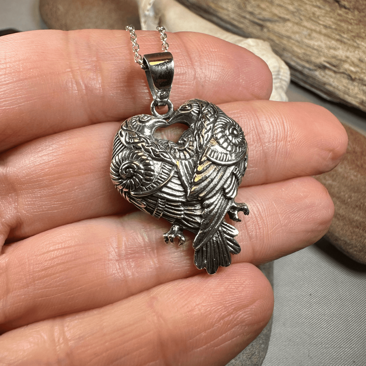 Soulmates Celtic Raven Necklace in Sterling Silver Pendant La Vie Bien Soulmates Celtic Raven Necklace in Sterling Silver