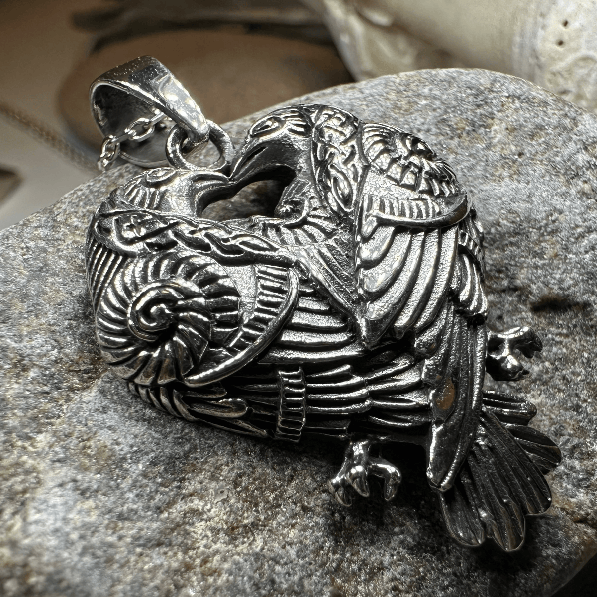 Soulmates Celtic Raven Necklace in Sterling Silver Pendant La Vie Bien Soulmates Celtic Raven Necklace in Sterling Silver