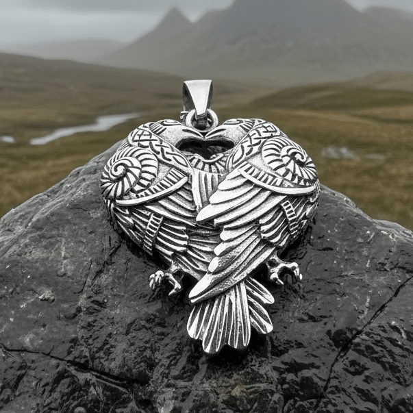 Soulmates Celtic Raven Necklace in Sterling Silver Pendant La Vie Bien Soulmates Celtic Raven Necklace in Sterling Silver