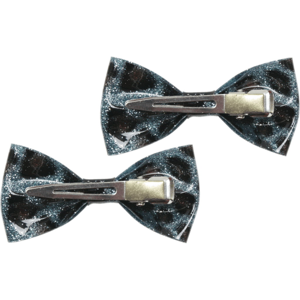 Sourpuss Blue Leopard Glitter Hair Bows Set of 2 | Rockabilly Hair Accessories Leopard Print Hair Clips Hair Clip La Vie Bien Sourpuss Blue Leopard Glitter Hair Bows Set of 2 | Rockabilly Hair Accessories Leopard Print Hair Clips