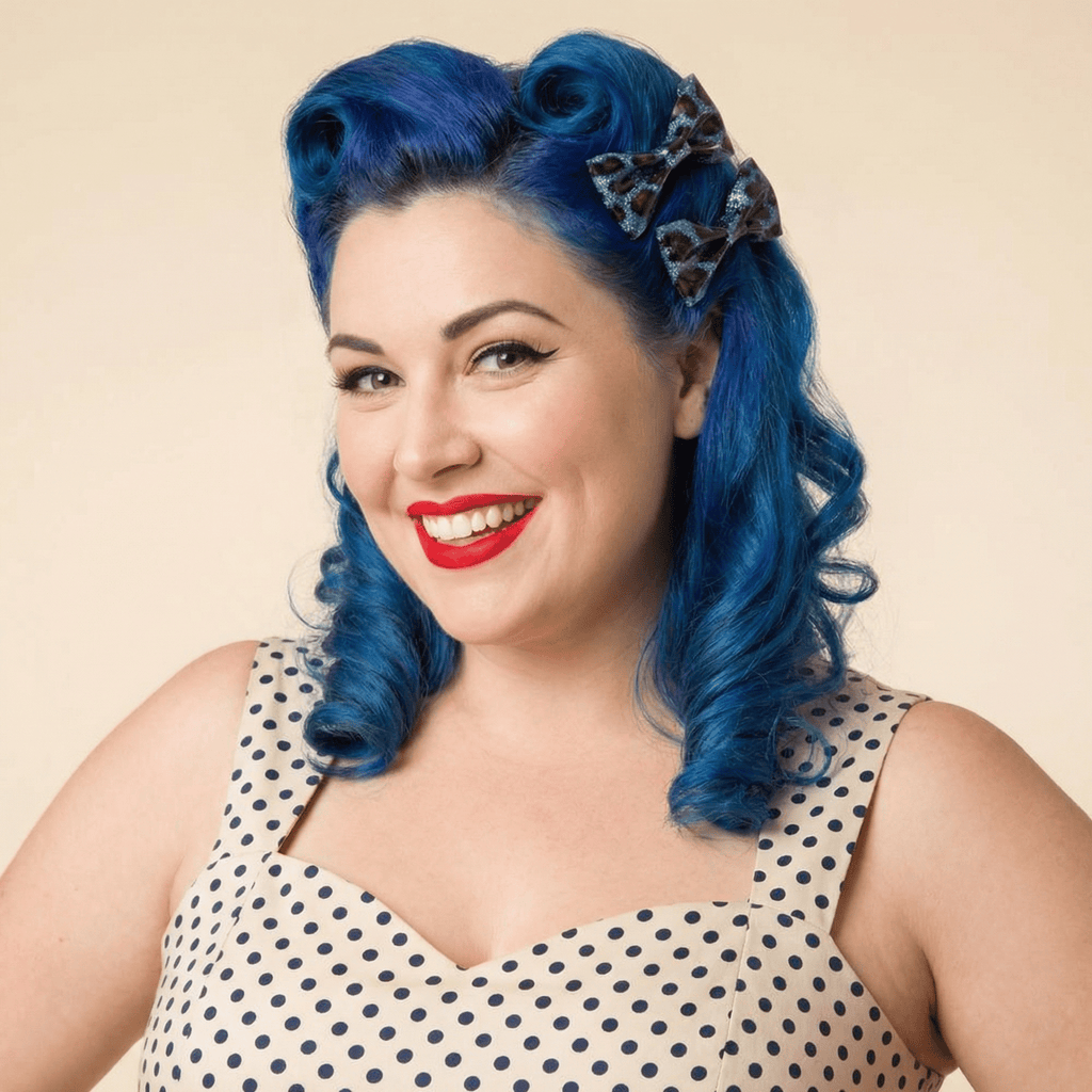 Sourpuss Blue Leopard Glitter Hair Bows Set of 2 | Rockabilly Hair Accessories Leopard Print Hair Clips Hair Clip La Vie Bien Sourpuss Blue Leopard Glitter Hair Bows Set of 2 | Rockabilly Hair Accessories Leopard Print Hair Clips