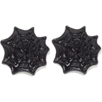 Sourpuss Earrings | Black Spider Web Studs | Gothic Rockabilly Resin Design by The Bullish Store