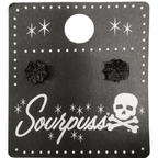 Sourpuss Earrings | Black Spider Web Studs | Gothic Rockabilly Resin Design by The Bullish Store