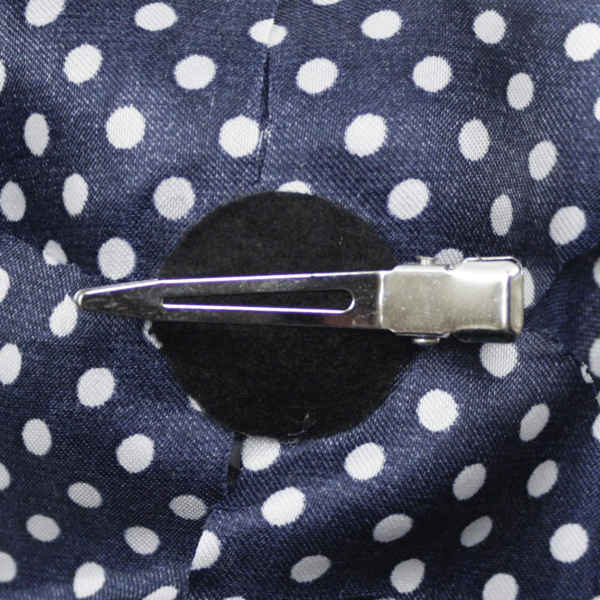 Sourpuss Navy Blue White Polka Dot Rose Hair Clip | Retro Pin-Up Rockabilly Hair Accessory by The Bullish Store