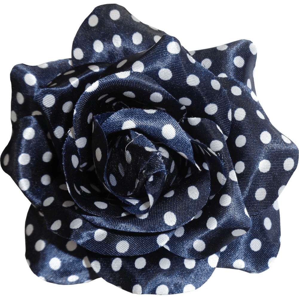 Sourpuss Navy Blue White Polka Dot Rose Hair Clip | Retro Pin-Up Rockabilly Hair Accessory by The Bullish Store