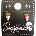 Sourpuss Pepperoni Pizza Studs Earrings | Quirky Food Jewelry Earrings La Vie Bien Sourpuss Pepperoni Pizza Studs Earrings | Quirky Food Jewelry