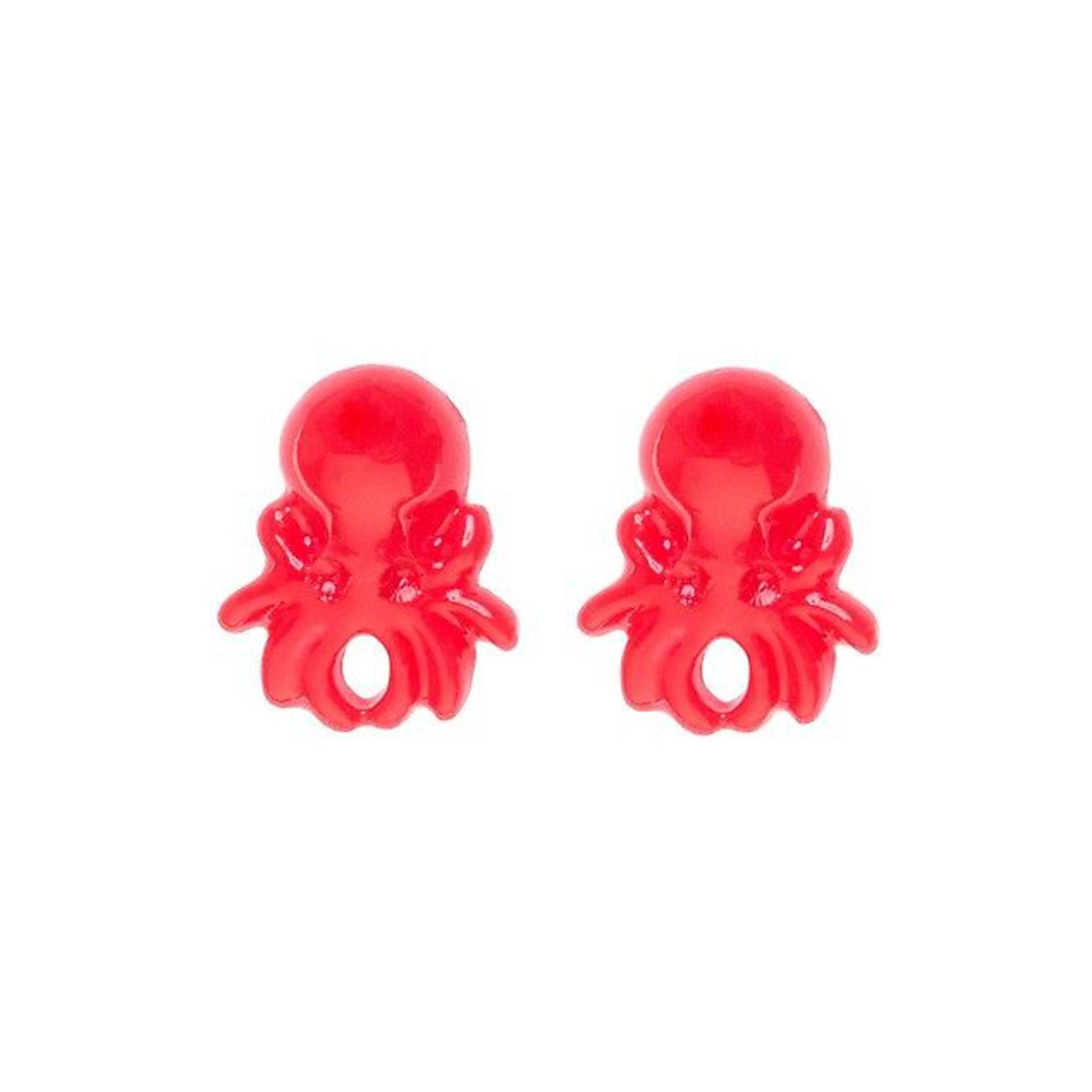 Sourpuss Red Octopus Earrings | Nautical Studs Rockabilly Jewelry | Alternative Sailor Accessories Earrings La Vie Bien Sourpuss Red Octopus Earrings | Nautical Studs Rockabilly Jewelry | Alternative Sailor Accessories
