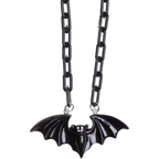 Sourpuss Smiling Vampire Bat Necklace | Chunky Chain Gothic Bat Pendant with Fang Grin by The Bullish Store