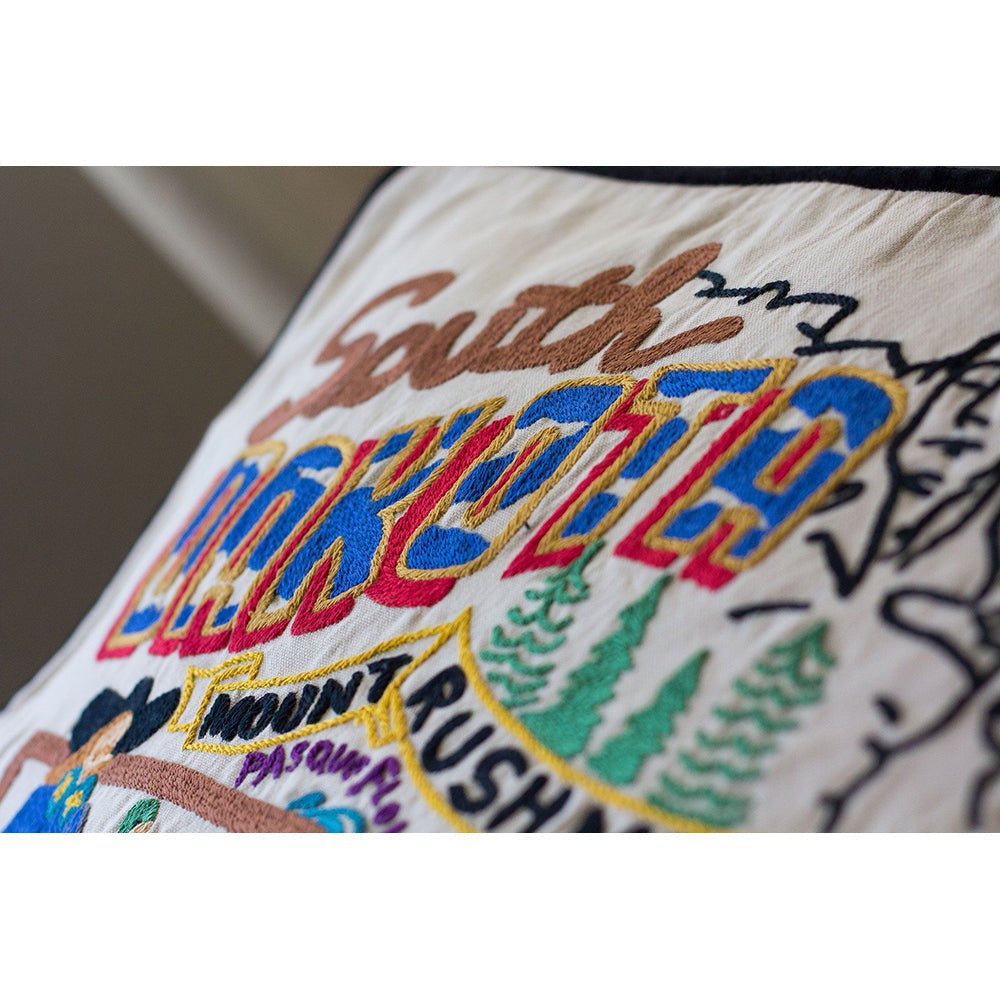 South Dakota Hand - Embroidered Pillow Pillows La Vie Bien South Dakota Hand - Embroidered Pillow