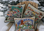 South Pole Christmas Hand - Embroidered Pillow Pillows La Vie Bien South Pole Christmas Hand - Embroidered Pillow
