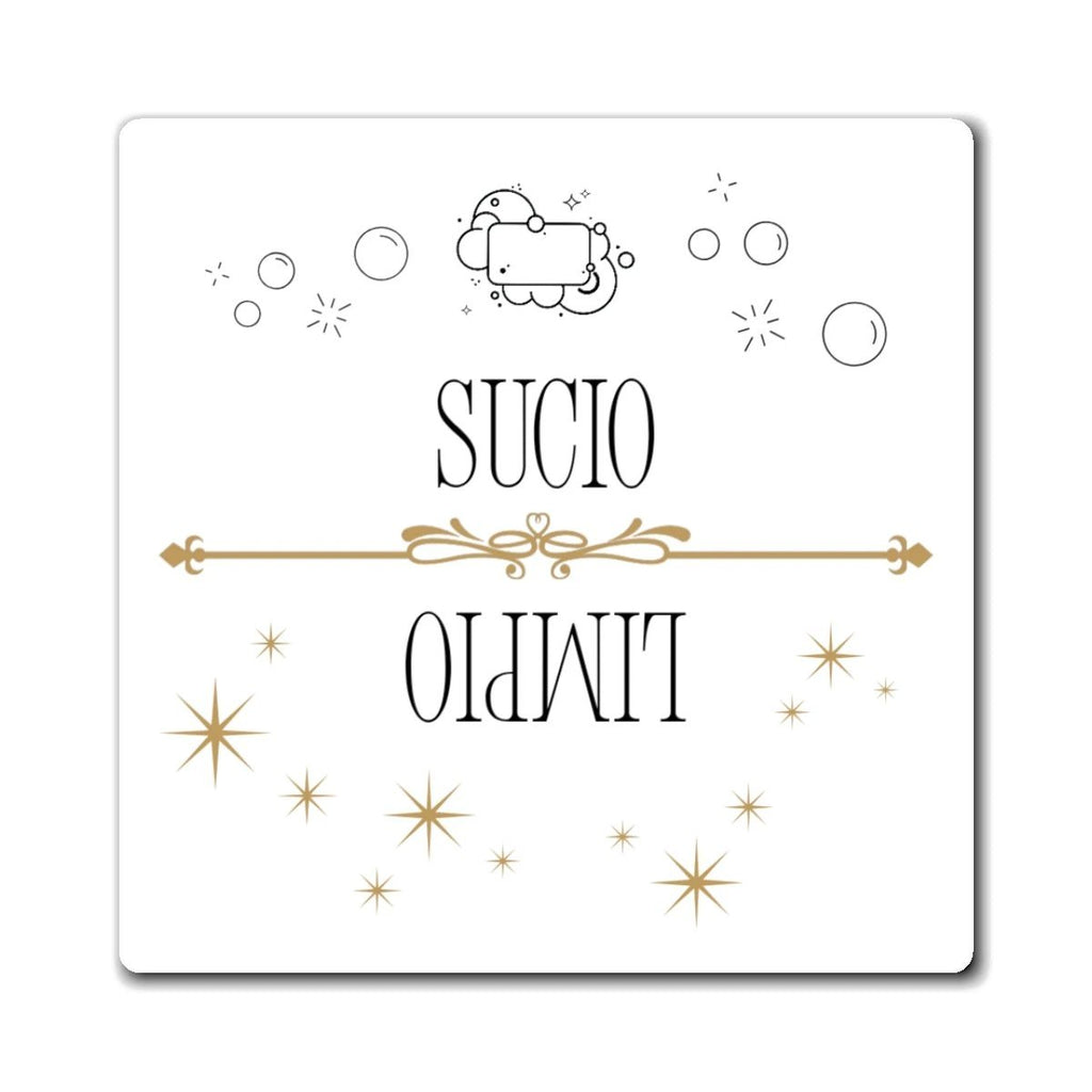 Spanish dishwasher Kitchen Magnet "Sucio / Limpio" Reversible Dishwasher Signal Magnet by Printify