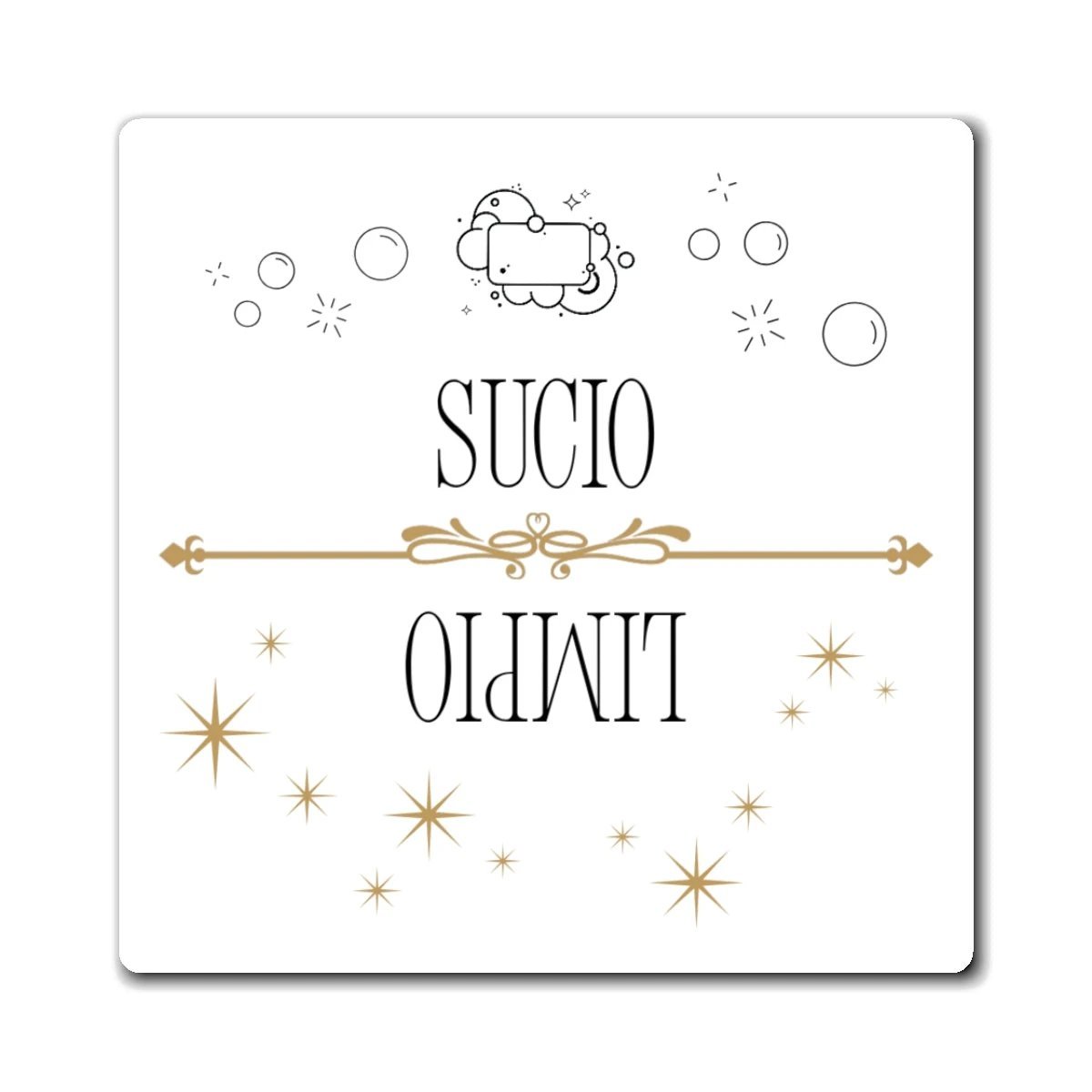 Spanish dishwasher Kitchen Magnet "Sucio / Limpio" Reversible Dishwasher Signal Magnet by Printify
