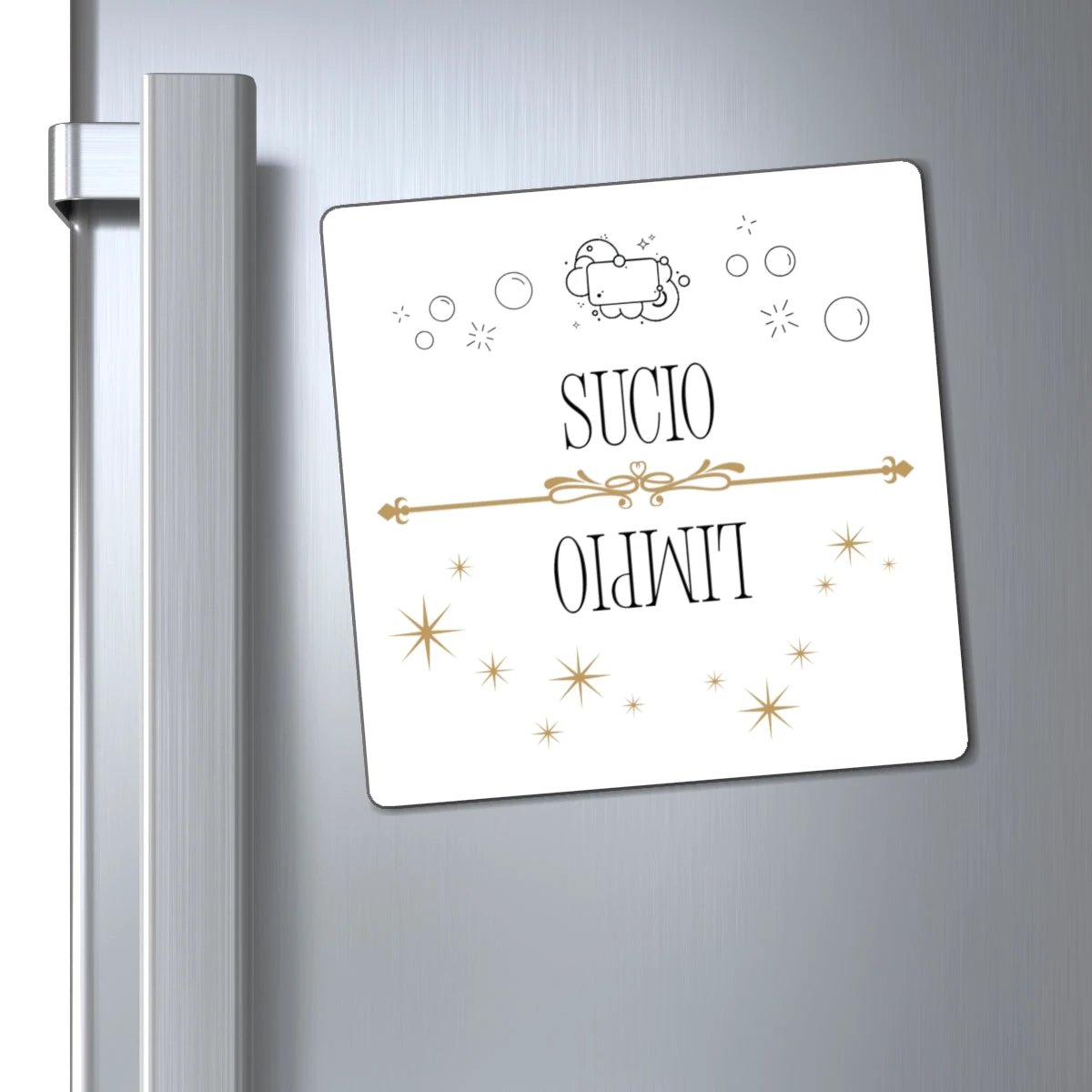 Spanish dishwasher Kitchen Magnet "Sucio / Limpio" Reversible Dishwasher Signal Magnet by Printify
