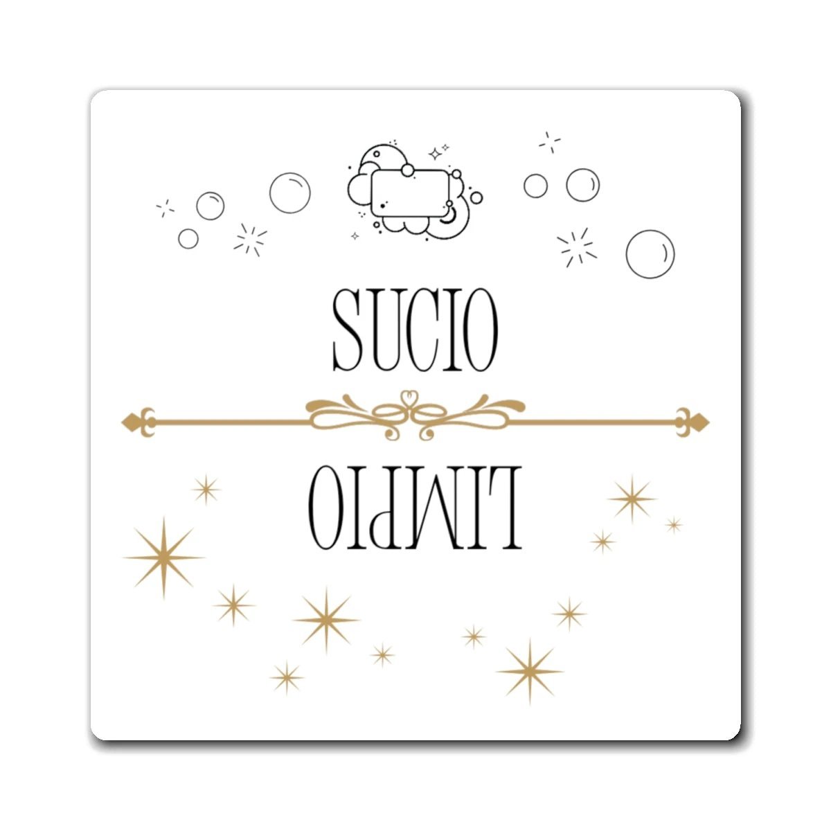 Spanish dishwasher Kitchen Magnet "Sucio / Limpio" Reversible Dishwasher Signal Magnet by Printify