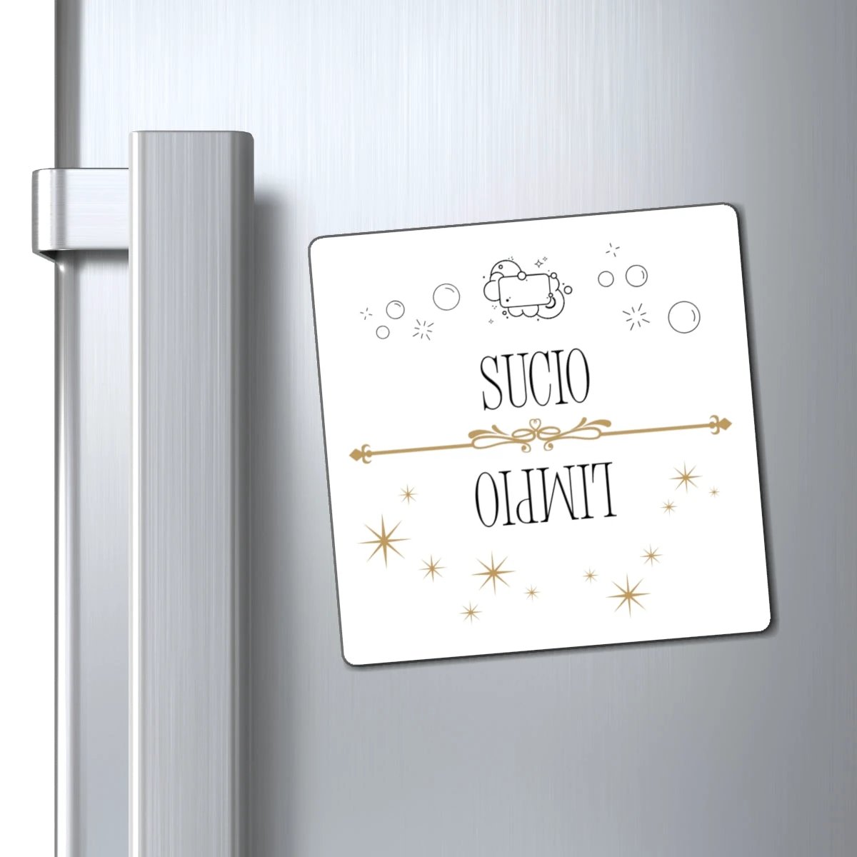 Spanish dishwasher Kitchen Magnet "Sucio / Limpio" Reversible Dishwasher Signal Magnet by Printify