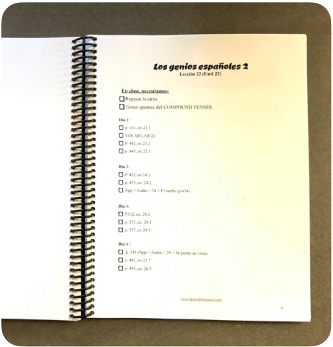 Spanish Geniuses Guide Book Level 2