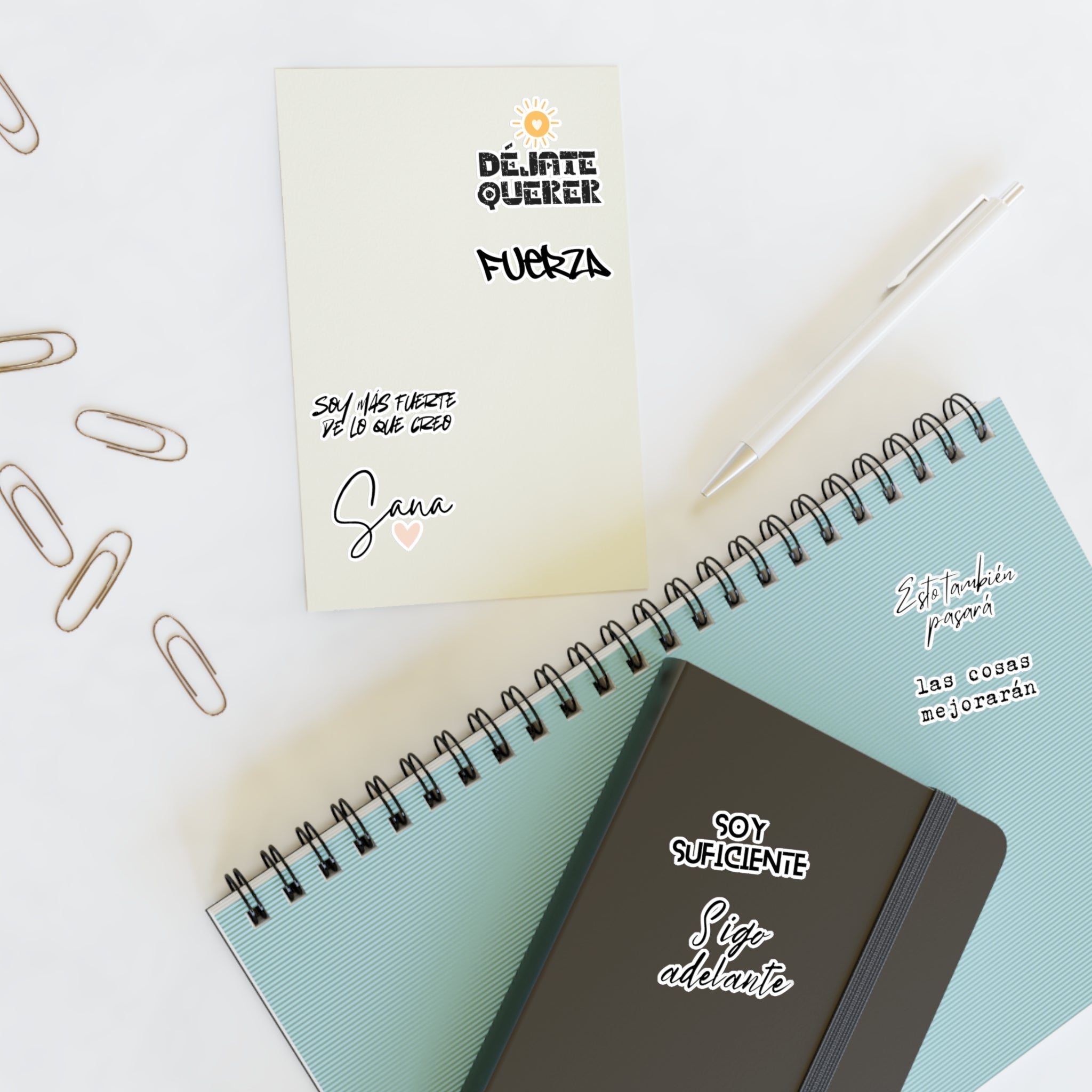 Spanish Motivational Phrase and mental health Sticker Sheet, Soy suficiente, Fuerza, Sigue adelante, sana, Soy más fuerte de lo que creo Paper products La Vie Bien Spanish Motivational Phrase and mental health Sticker Sheet, Soy suficiente, Fuerza, Sigue adelante, sana, Soy más fuerte de lo que creo