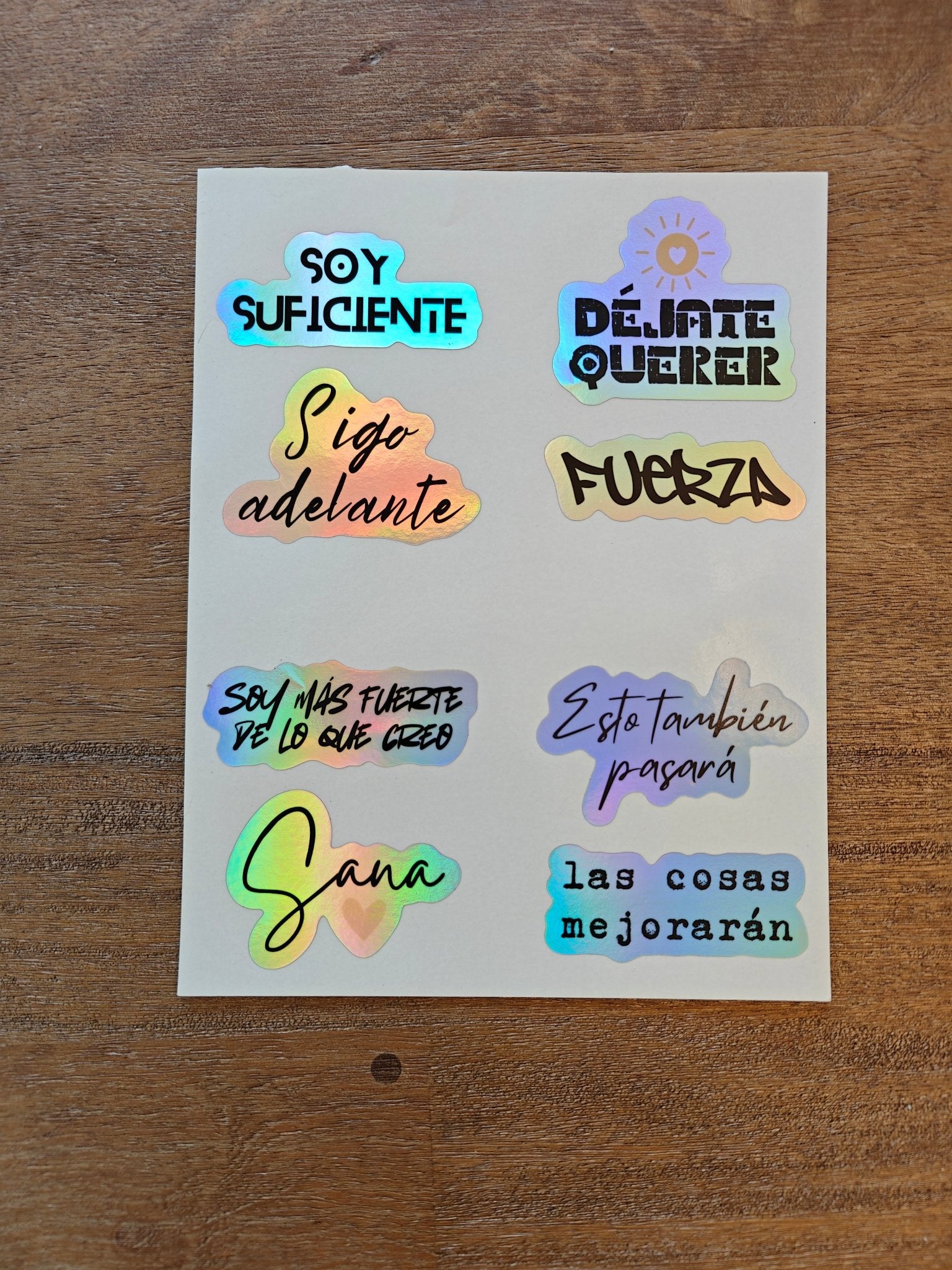 Spanish Motivational Phrase and mental health Sticker Sheet, Soy suficiente, Fuerza, Sigue adelante, sana, Soy más fuerte de lo que creo Paper products La Vie Bien Spanish Motivational Phrase and mental health Sticker Sheet, Soy suficiente, Fuerza, Sigue adelante, sana, Soy más fuerte de lo que creo