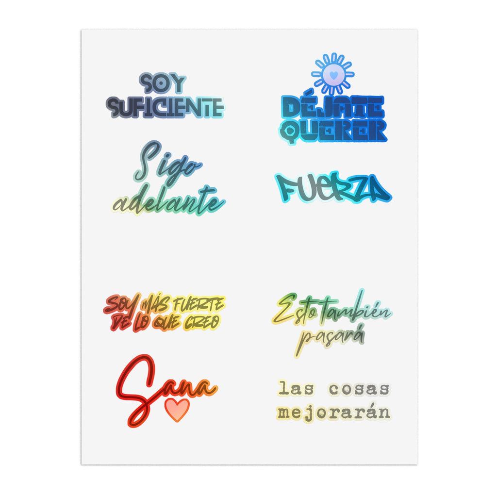 Spanish Motivational Phrase and mental health Sticker Sheet, Soy suficiente, Fuerza, Sigue adelante, sana, Soy más fuerte de lo que creo Paper products La Vie Bien Spanish Motivational Phrase and mental health Sticker Sheet, Soy suficiente, Fuerza, Sigue adelante, sana, Soy más fuerte de lo que creo