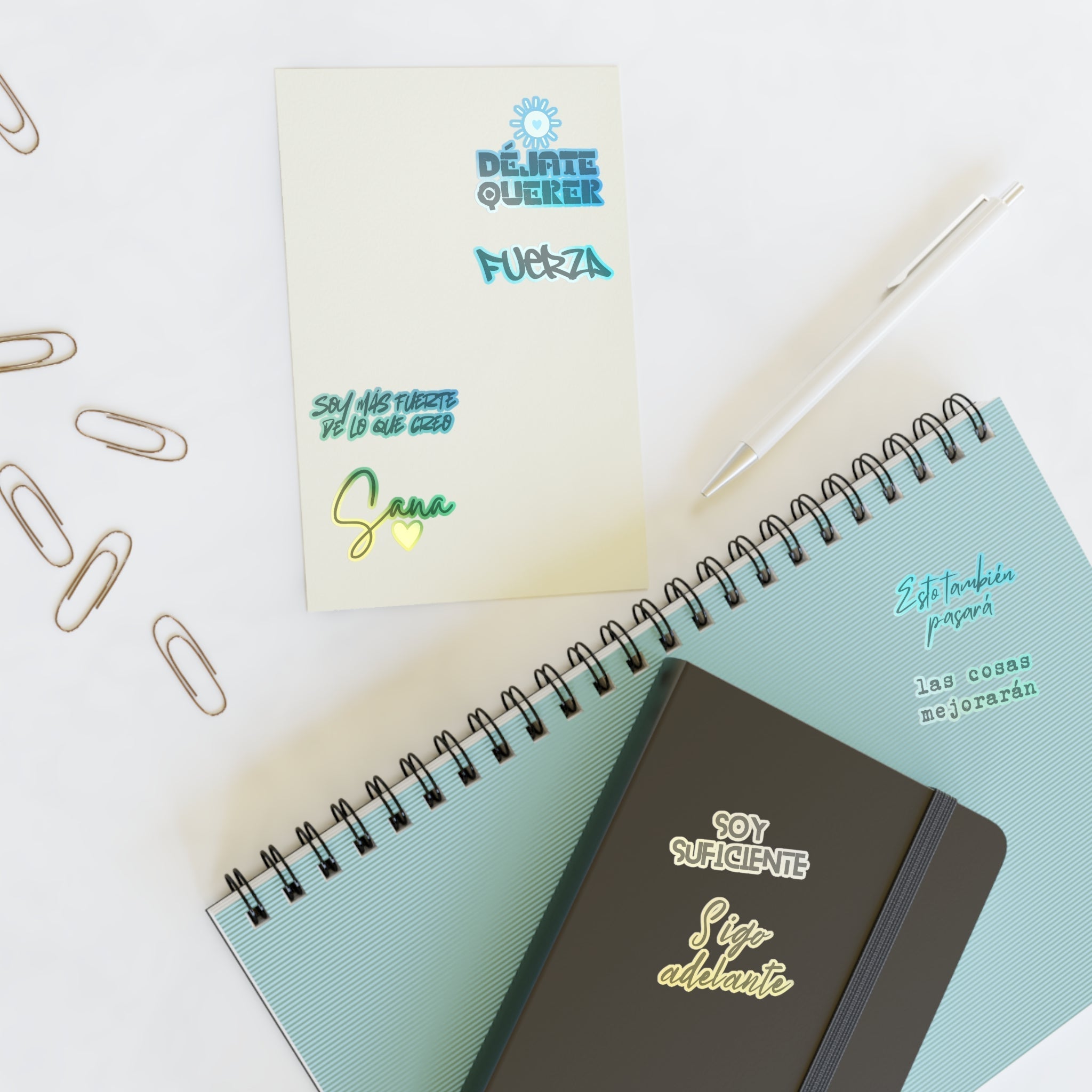 Spanish Motivational Phrase and mental health Sticker Sheet, Soy suficiente, Fuerza, Sigue adelante, sana, Soy más fuerte de lo que creo Paper products La Vie Bien Spanish Motivational Phrase and mental health Sticker Sheet, Soy suficiente, Fuerza, Sigue adelante, sana, Soy más fuerte de lo que creo