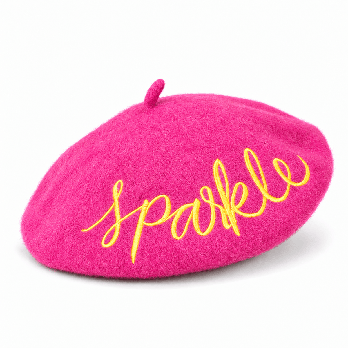 Sparkle Embroidered Beret in Pink Hat La Vie Bien Sparkle Embroidered Beret in Pink